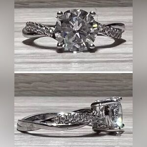 Designer Signed IBB Sterling Silver Cubic Zirconia Ring, Size 6.75